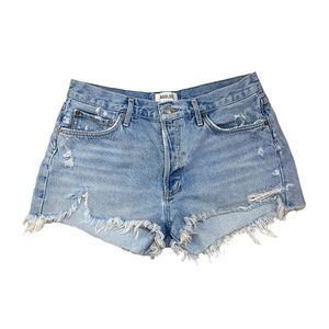 Aritzia Agolde Parker Distressed Light Wash Denim Cutoff Style Shorts Size 30